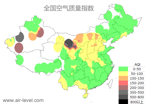 全国空气质量指数地图