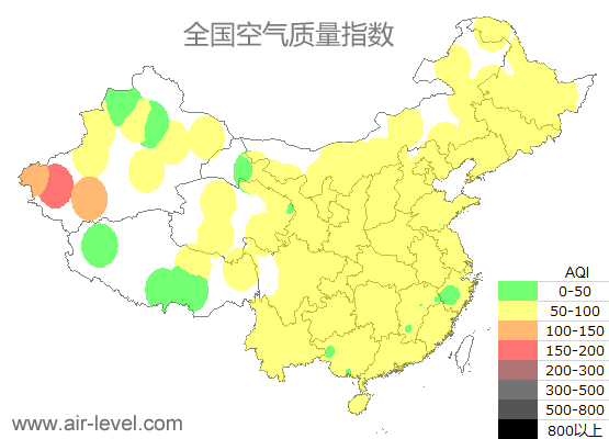 全国空气质量指数图 2024-10-22 13:00