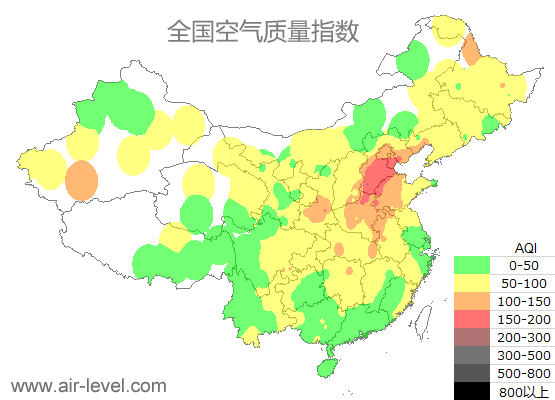 全国空气质量指数地图