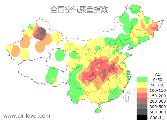 空气质量实时地图 2025-01-22 16:00