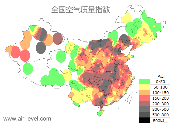 空气质量实时地图 2025-01-29 06:00