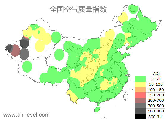 全国空气质量指数地图