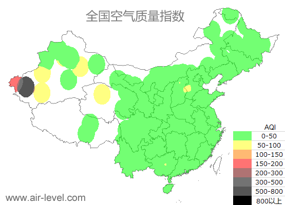 全国空气质量指数地图