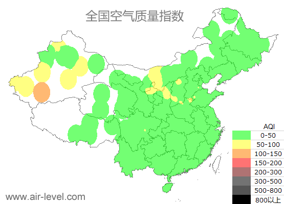 全国空气质量指数地图