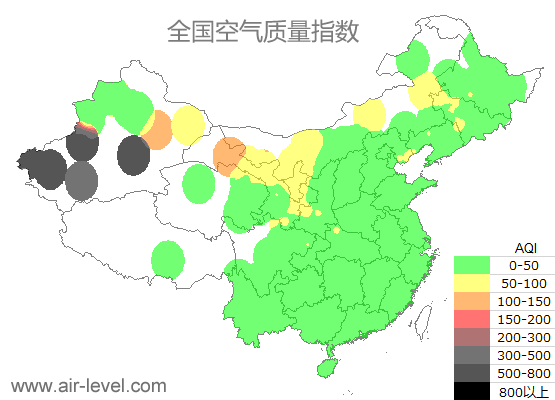 全国空气质量指数地图