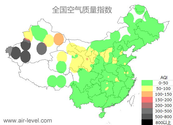 全国空气质量指数地图
