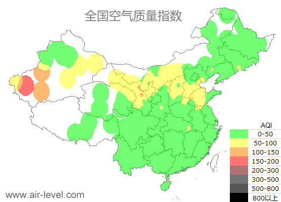空气质量实时地图 2025-09-14 05:00