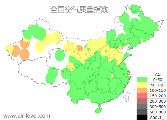 空气质量实时地图 2025-09-14 06:00