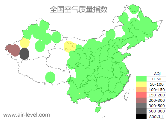 全国空气质量指数地图