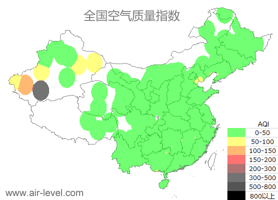 空气质量实时地图 2025-09-19 07:00