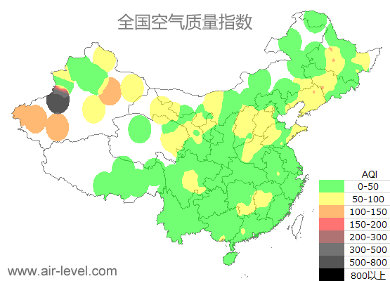 空气质量实时地图 2025-10-16 21:00