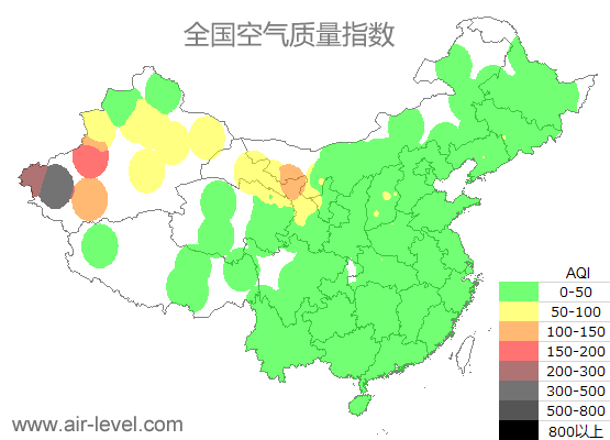 空气质量实时地图 2025-10-19 05:00