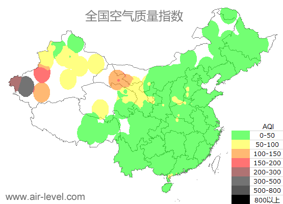 空气质量实时地图 2025-10-19 09:00