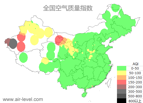 空气质量实时地图 2025-10-19 11:00