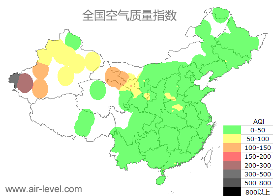 空气质量实时地图 2025-10-19 14:00