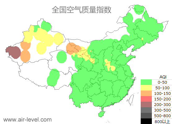 空气质量实时地图 2025-10-19 15:00