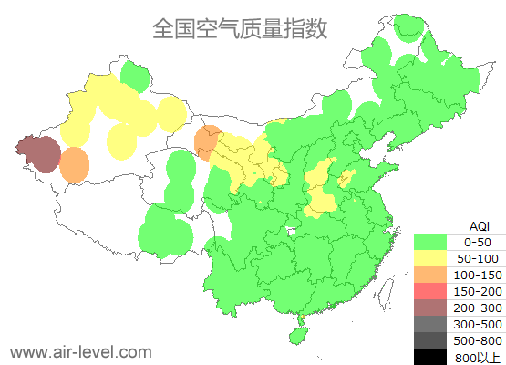 空气质量实时地图 2025-10-19 19:00