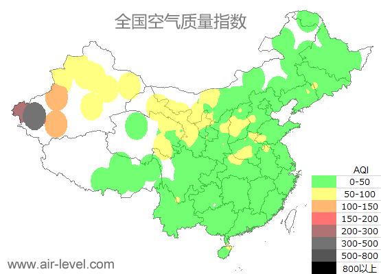空气质量实时地图 2025-10-19 23:00