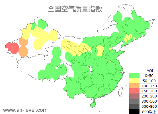 空气质量实时地图 2025-10-21 06:00