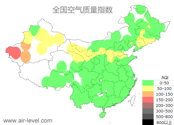空气质量实时地图 2025-10-21 08:00