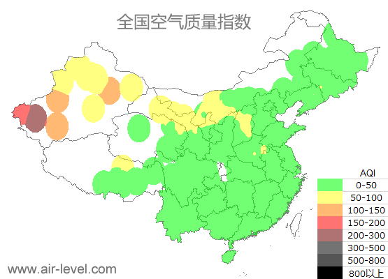 空气质量实时地图 2025-10-21 12:00