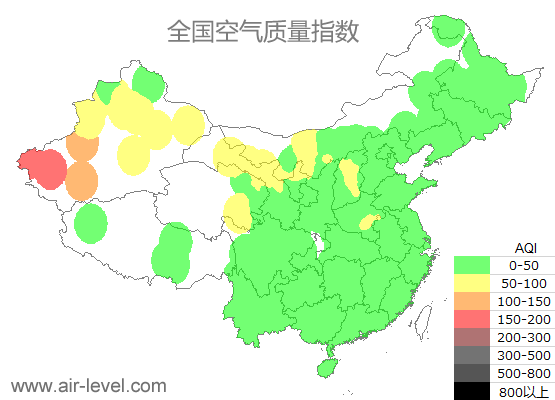 空气质量实时地图 2025-10-21 14:00