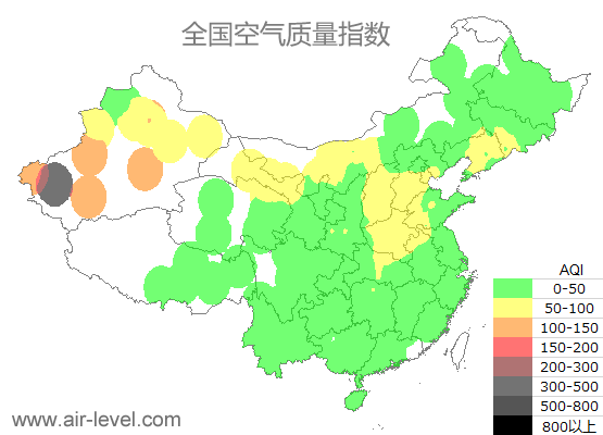 空气质量实时地图 2025-10-22 05:00