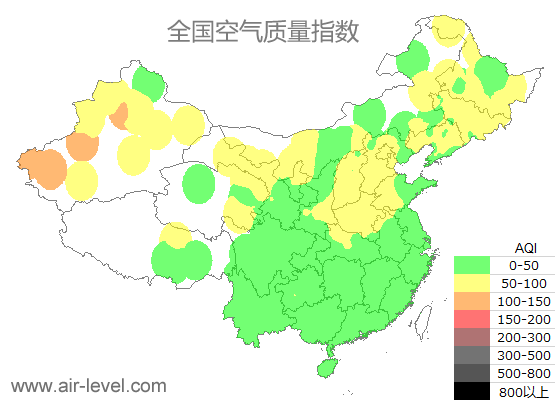 空气质量实时地图 2025-10-22 19:00