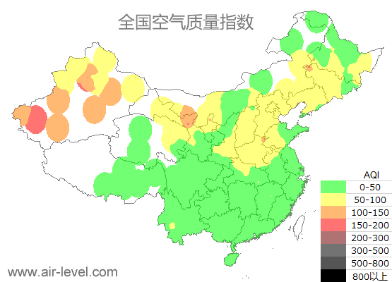 空气质量实时地图 2025-10-22 21:00