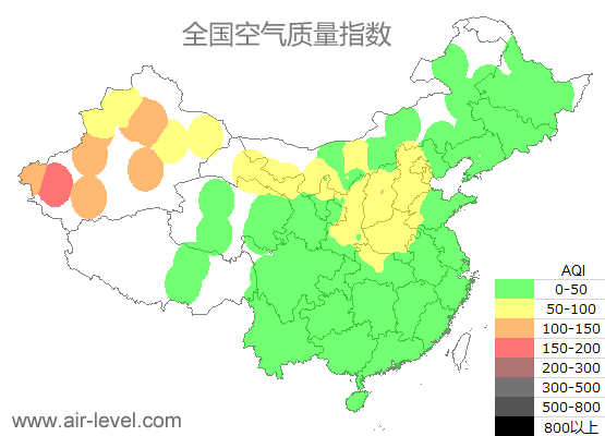空气质量实时地图 2025-10-23 13:00