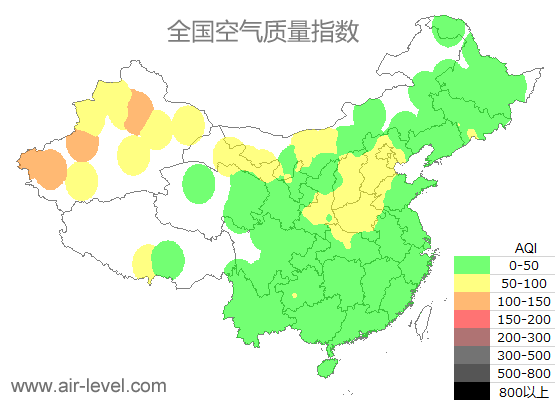 空气质量实时地图 2025-10-23 16:00