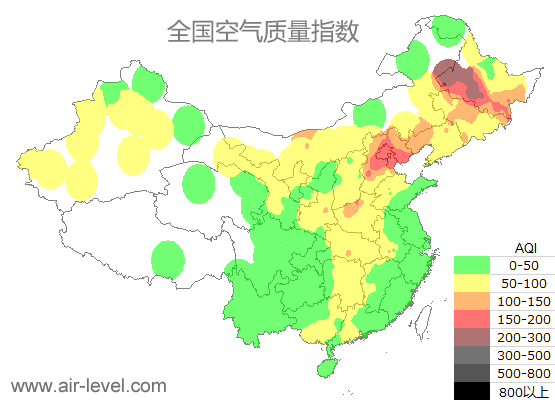 空气质量实时地图 2025-10-29 15:00
