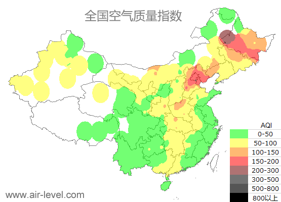 空气质量实时地图 2025-10-29 17:00