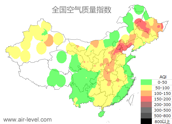 空气质量实时地图 2025-10-29 20:00