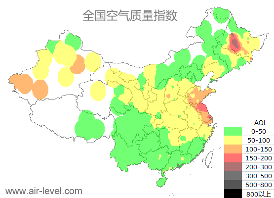 空气质量实时地图 2025-11-01 20:00