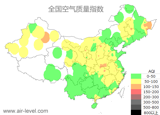 全国空气质量指数地图