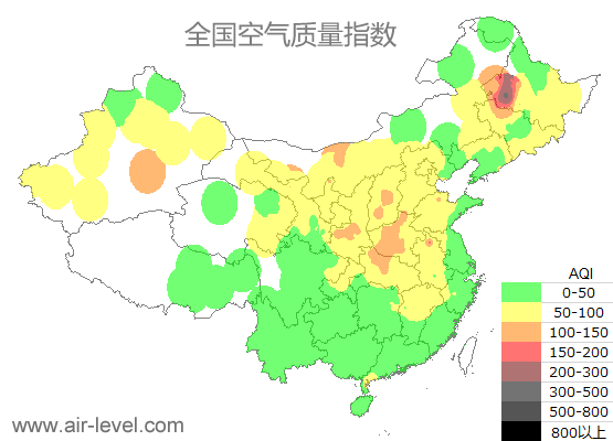 空气质量实时地图 2025-11-03 19:00