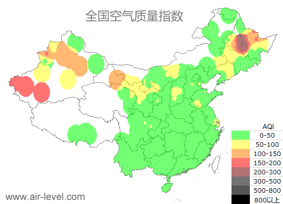 空气质量实时地图 2025-11-19 16:00