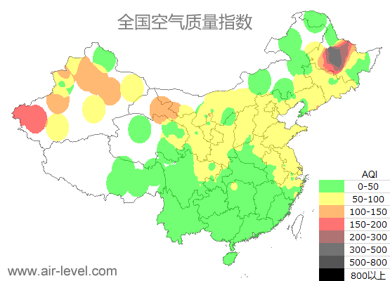 空气质量实时地图 2025-11-19 19:00