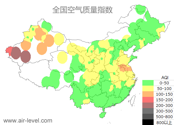全国空气质量指数地图