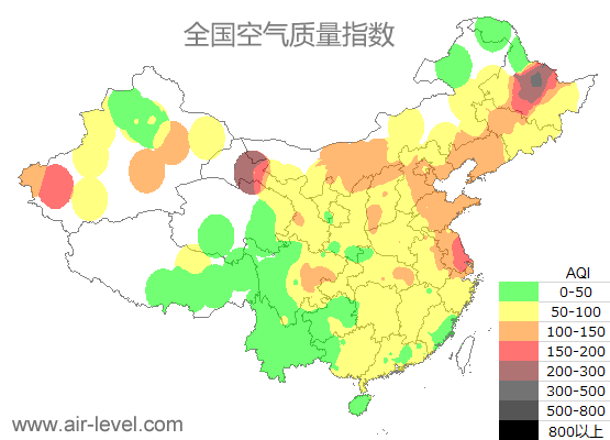 空气质量实时地图 2025-11-23 10:00
