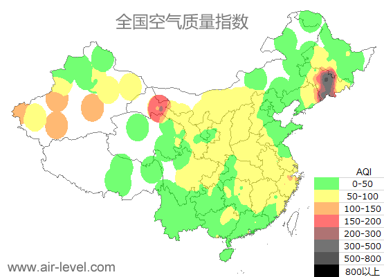 全国空气质量指数地图