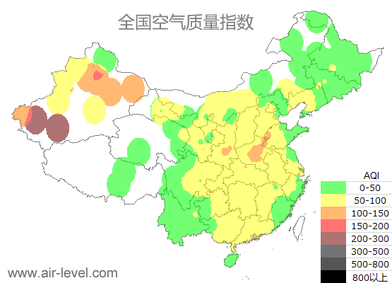 全国空气质量指数地图