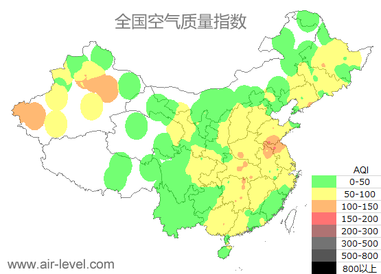 全国空气质量指数地图