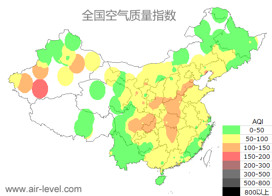 全国空气质量指数地图