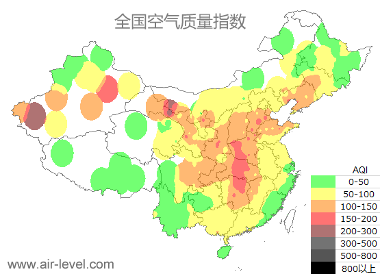 全国空气质量指数地图