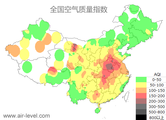 全国空气质量指数地图