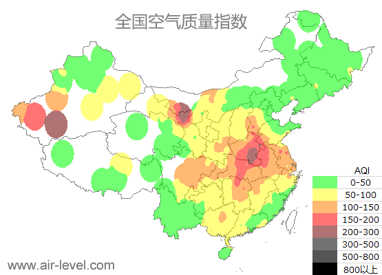 空气质量实时地图 2025-12-11 14:00