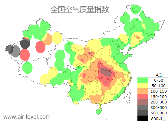 全国空气质量指数地图