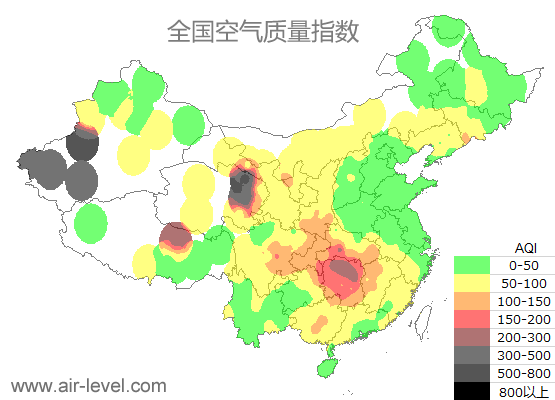 全国空气质量指数地图